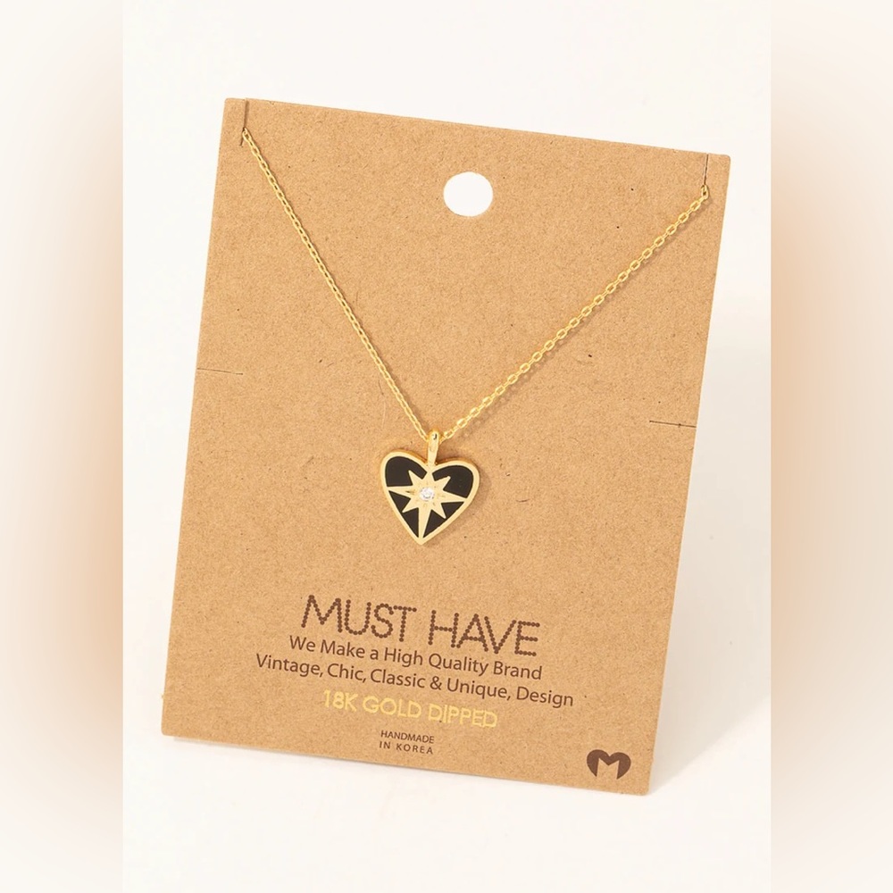 18K heart and North Star Pendant Necklace